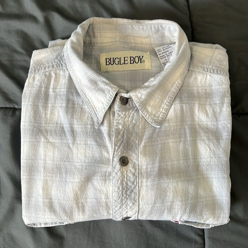 Bugle Boy Vintage Plaid Button Down Shirt Size Large